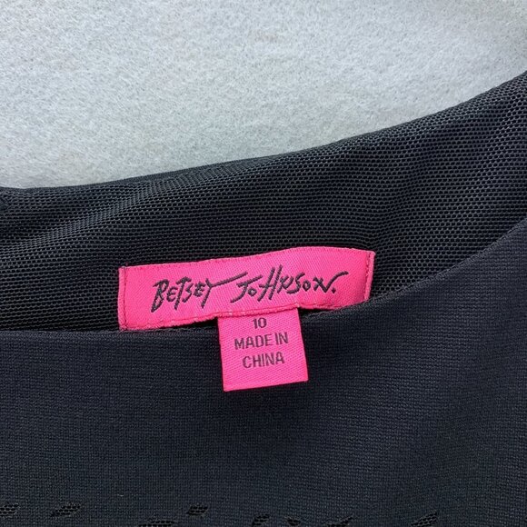 Betsey Johnson Dress Womens 10 Black Sheath 3/4 Sleeve Cutout‎ Pockets Stretch - Picture 15 of 16